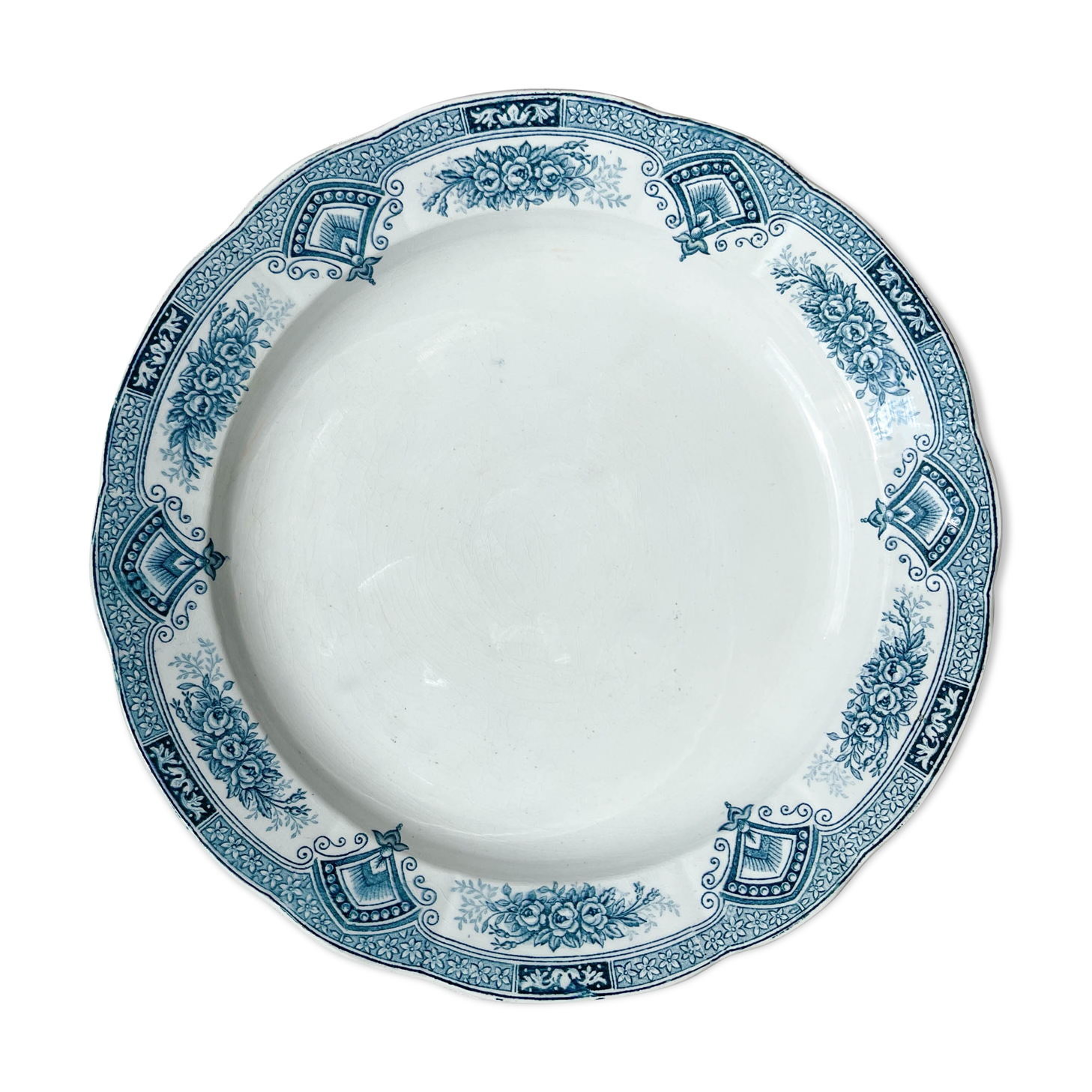 Vintage round dish Terre de fer ONNAING model "PRINTEMPS"