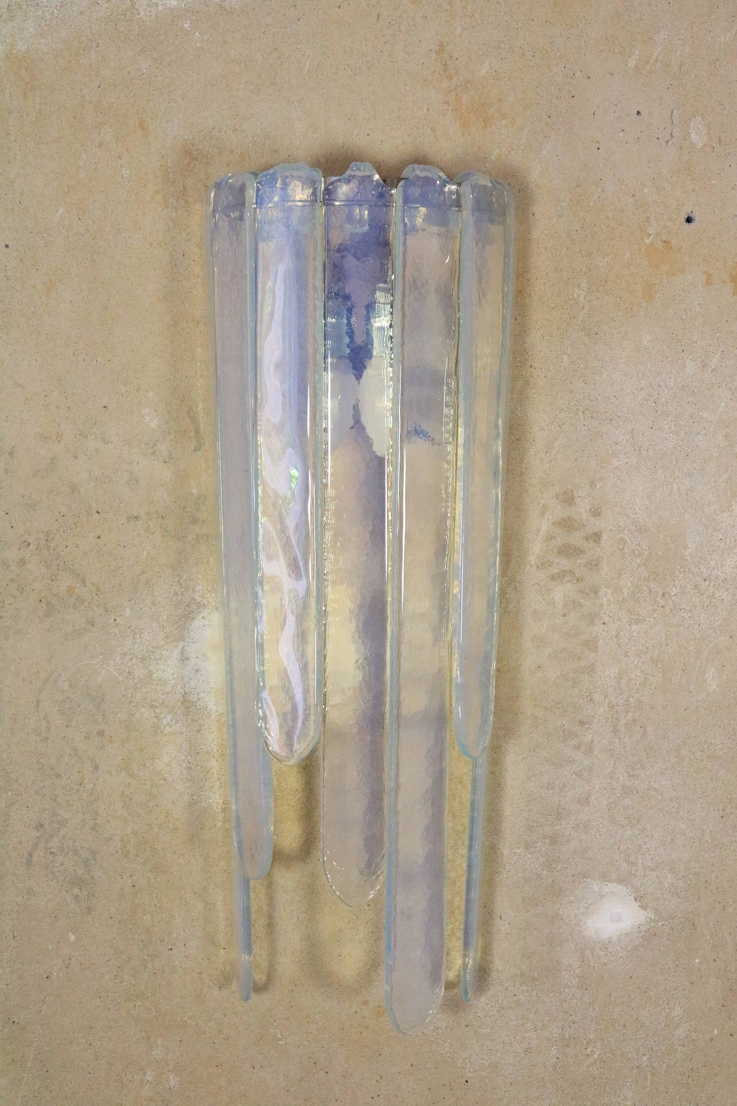 1 x Wall lamp by Carlo Nason for Mazzega, Cascade, Ice Blue, 1970s