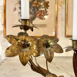 Large brass chandelier with 5 branches and fleur-de-lis design