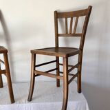 Set of 5 beech wood bistro chairs from the 1950s