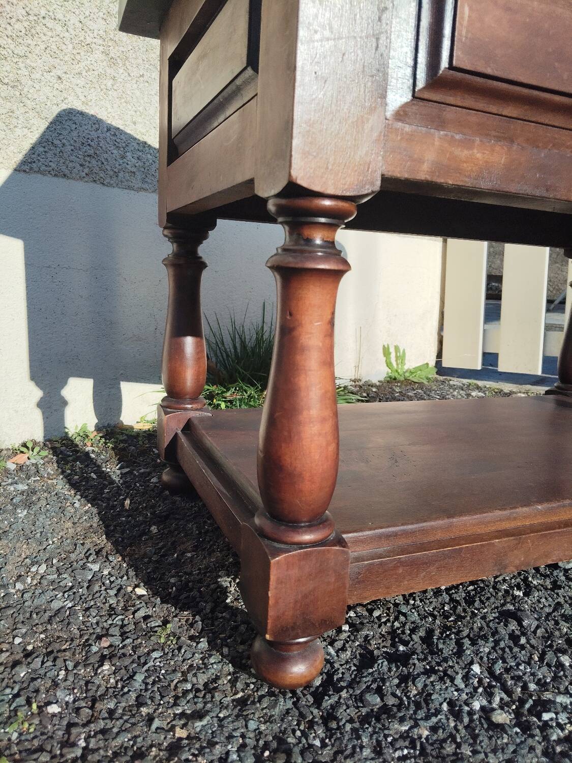 Antique solid wood side table with drawer
