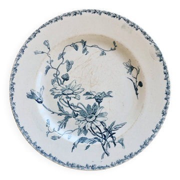 Assiette plate ancienne terre de fer Lunéville K&G modèle Marguerite