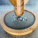 Adjustable vintage piano stool made of wood and velvet