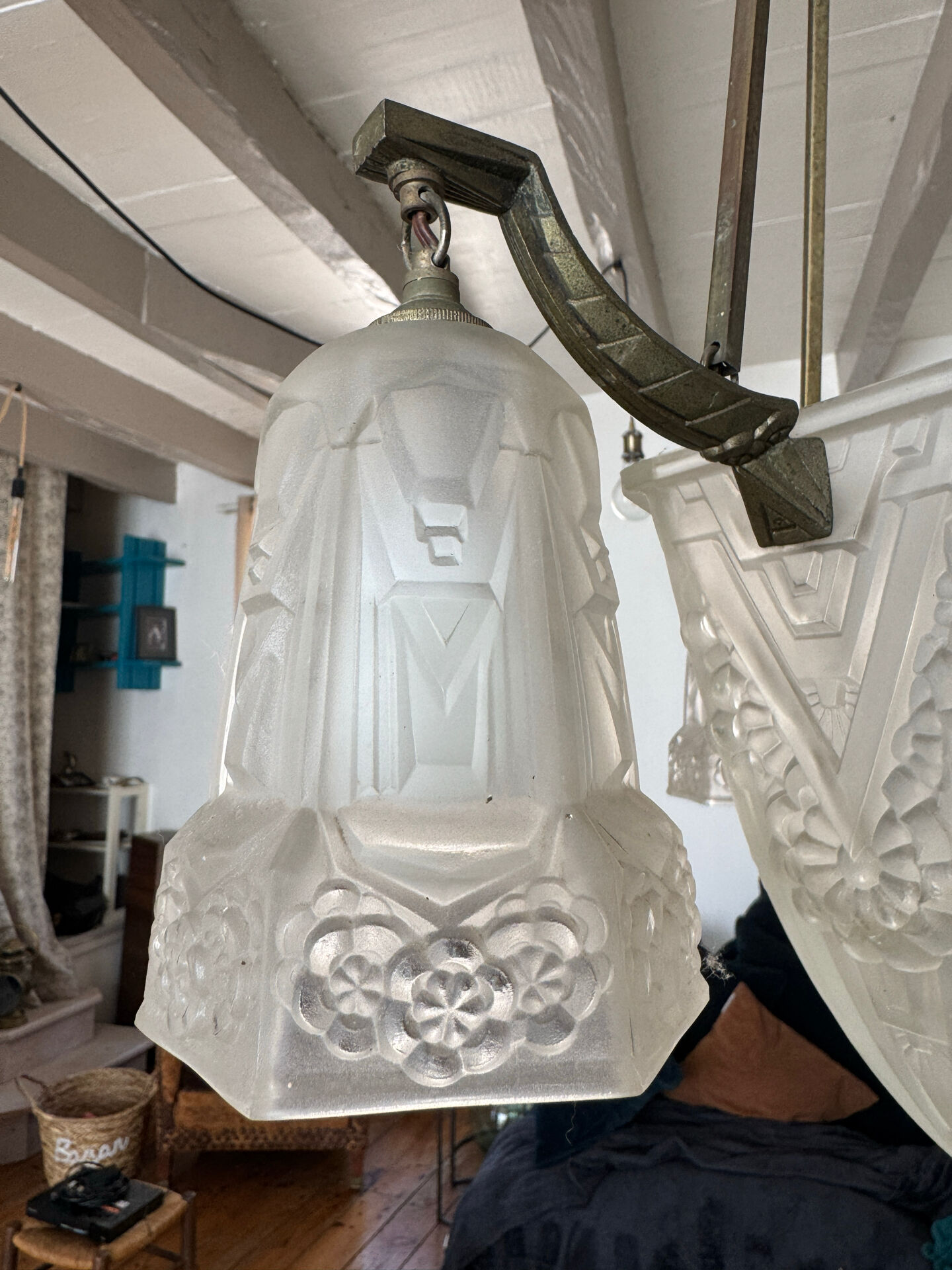 Art Deco chandelier signed