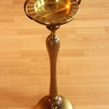 1950s vintage - smoking stand - ashtray - made of brass metal and wood