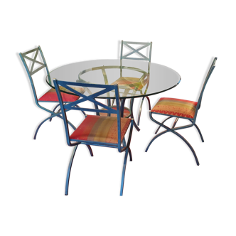 Table and its 4 signed chairs by Pierre Vandel
