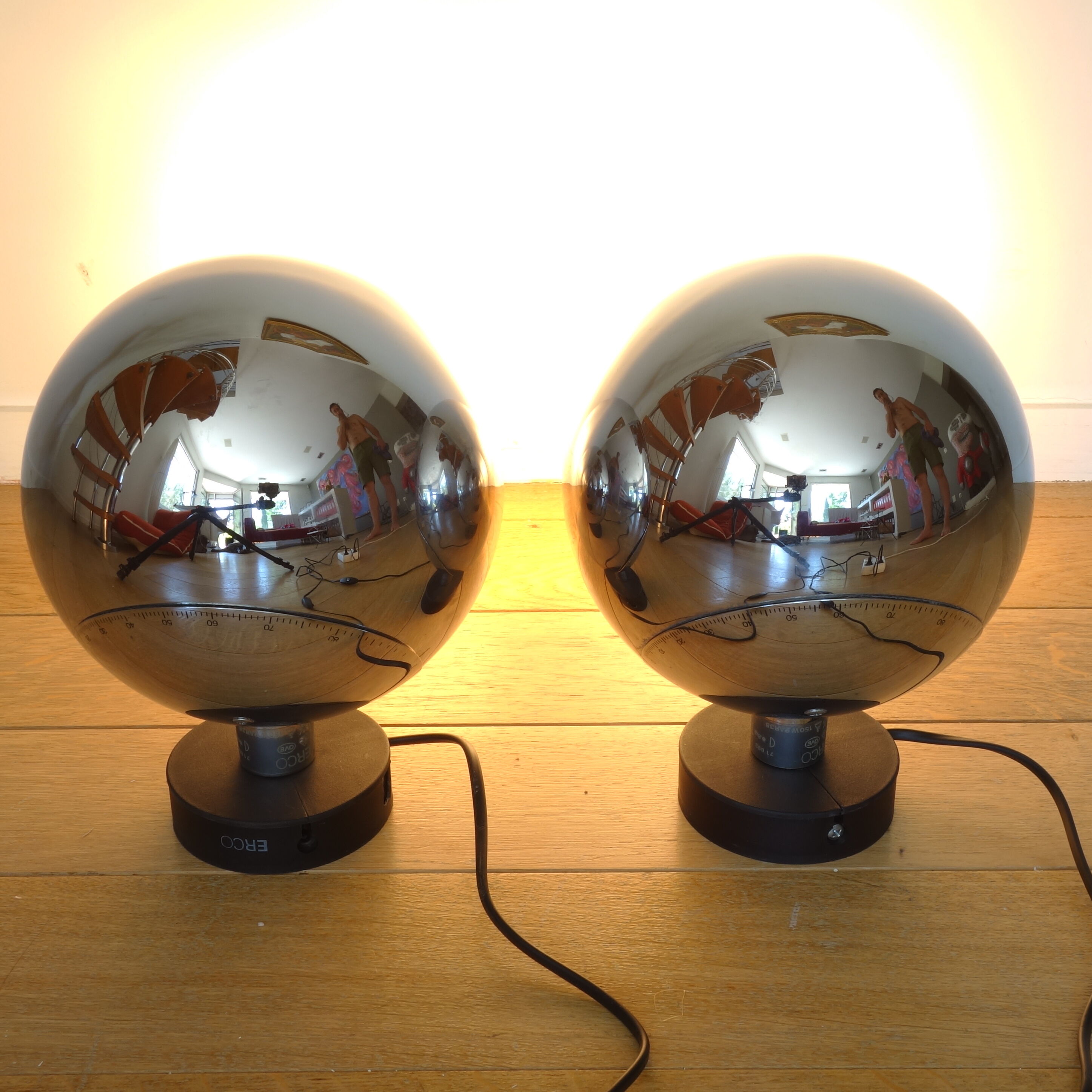 Pair of spherical table lamps circa 1970