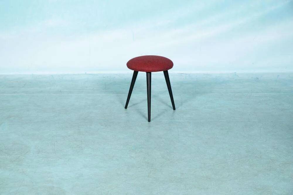 Vintage 1960s stool with new Ploeg fabric, piano.