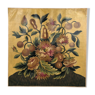 Carton de tapisserie d’Aubusson bouquet de fleurs de style Louis XIII