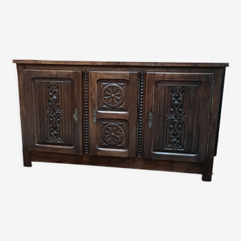 Old solid low sideboard, nineteenth century