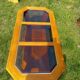Vintage glass and wood coffee table
