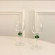 Pair of wine glasses, detail of Clichy glass. Green, 1970 - 15 X 6 cm