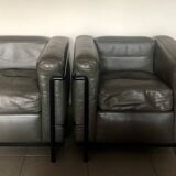 Pair of LC2 Le Corbusier armchairs by Cassina