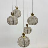 Rare pineapple design cascade hanging lamp with 5 balls by Emil Stejnar, 1950s