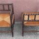 Pair of corner chairs or armchairs "fireplace corner" (Straw seat)
