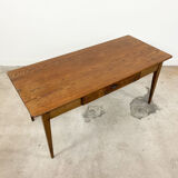 French antique dining table oak and pine