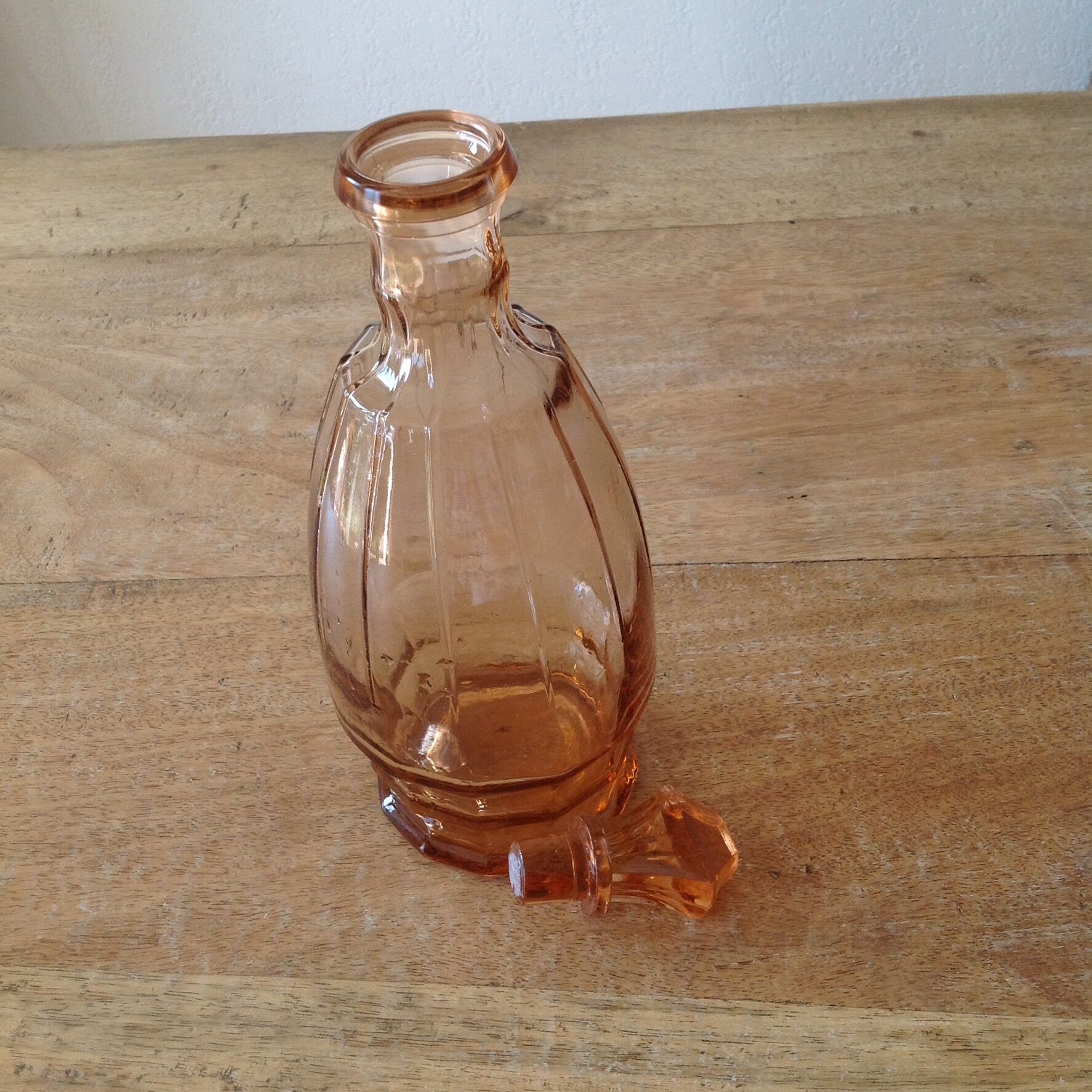 Pink old glass carafe