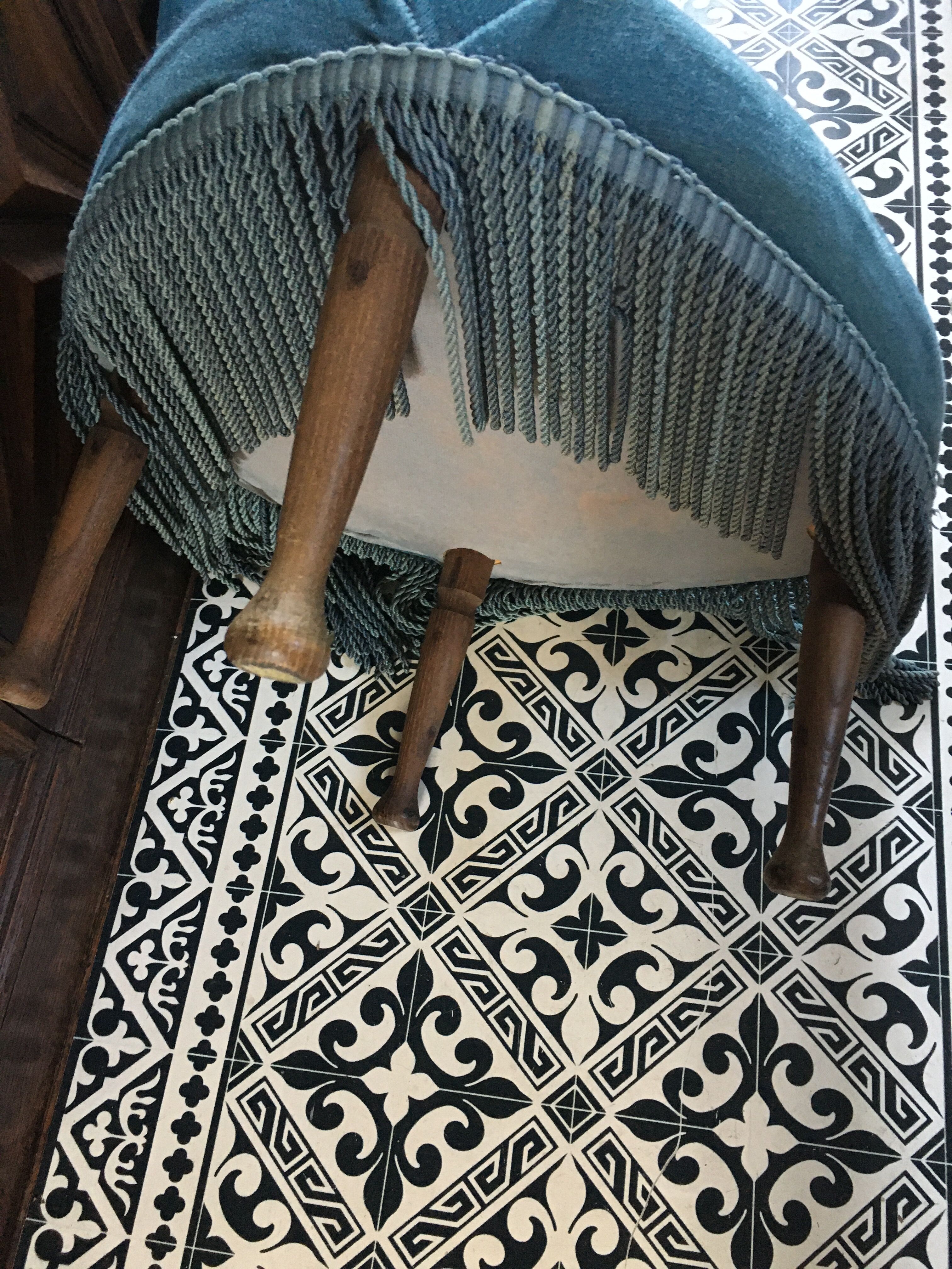 Blue heater with fringed medallion shape