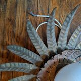Vintage retro ceiling light, gold metal, sunburst