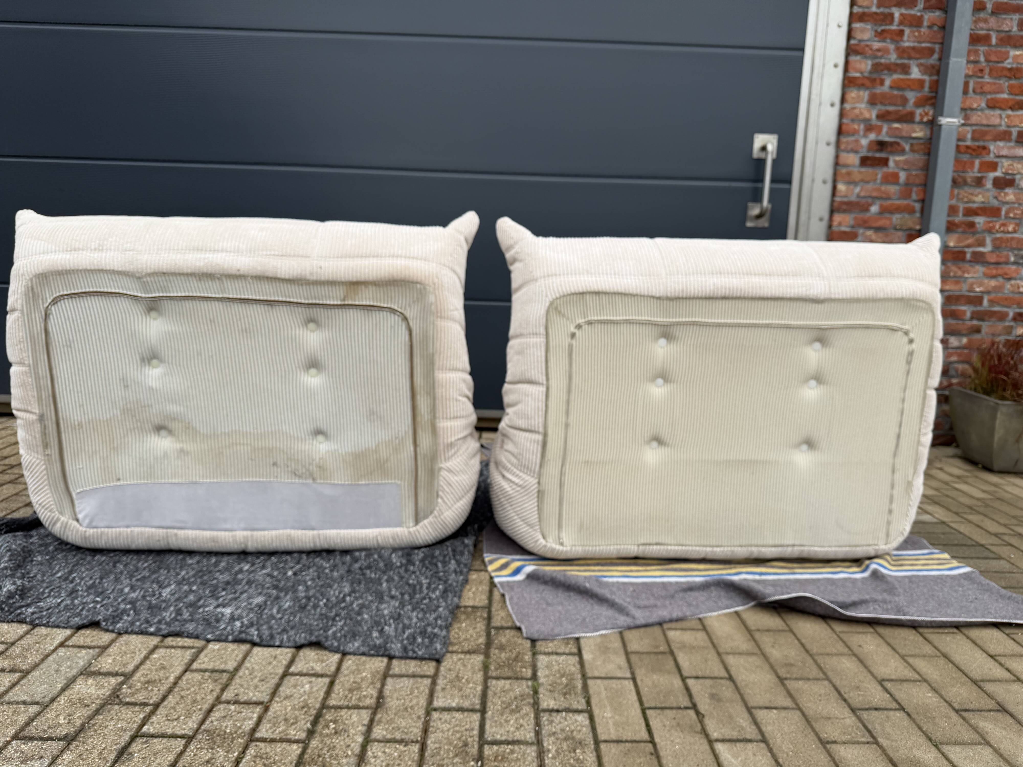 Ligne Roset Togo 3-seater in 2x 2-seater in Beige Corduroy.