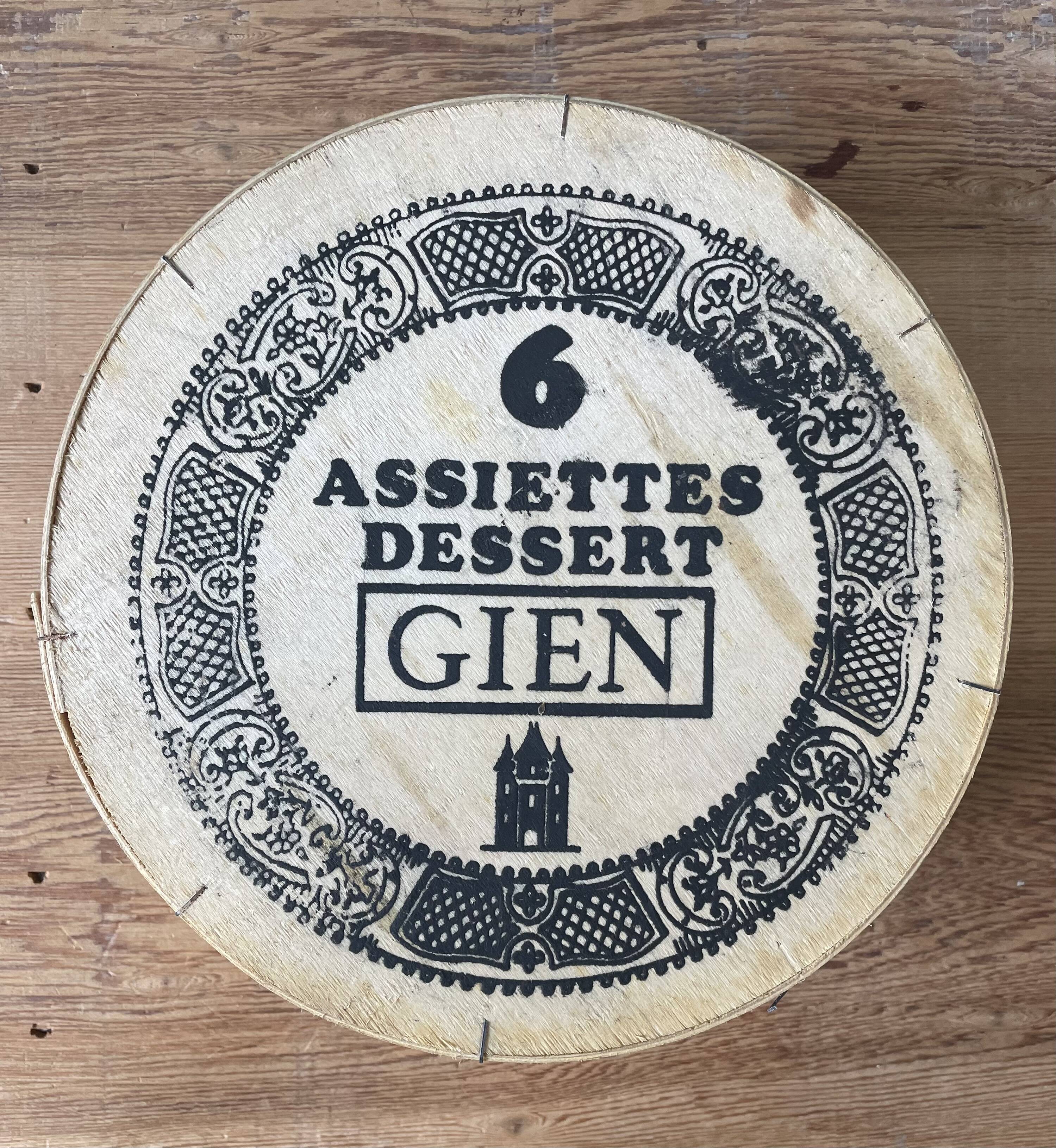 Box of 6 dessert plates in Gien earthenware, "the language of flowers"