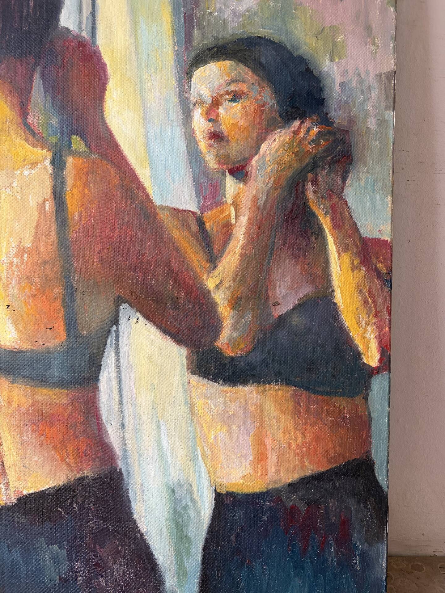 "The earring" oil on canvas signed Patrice Landauer