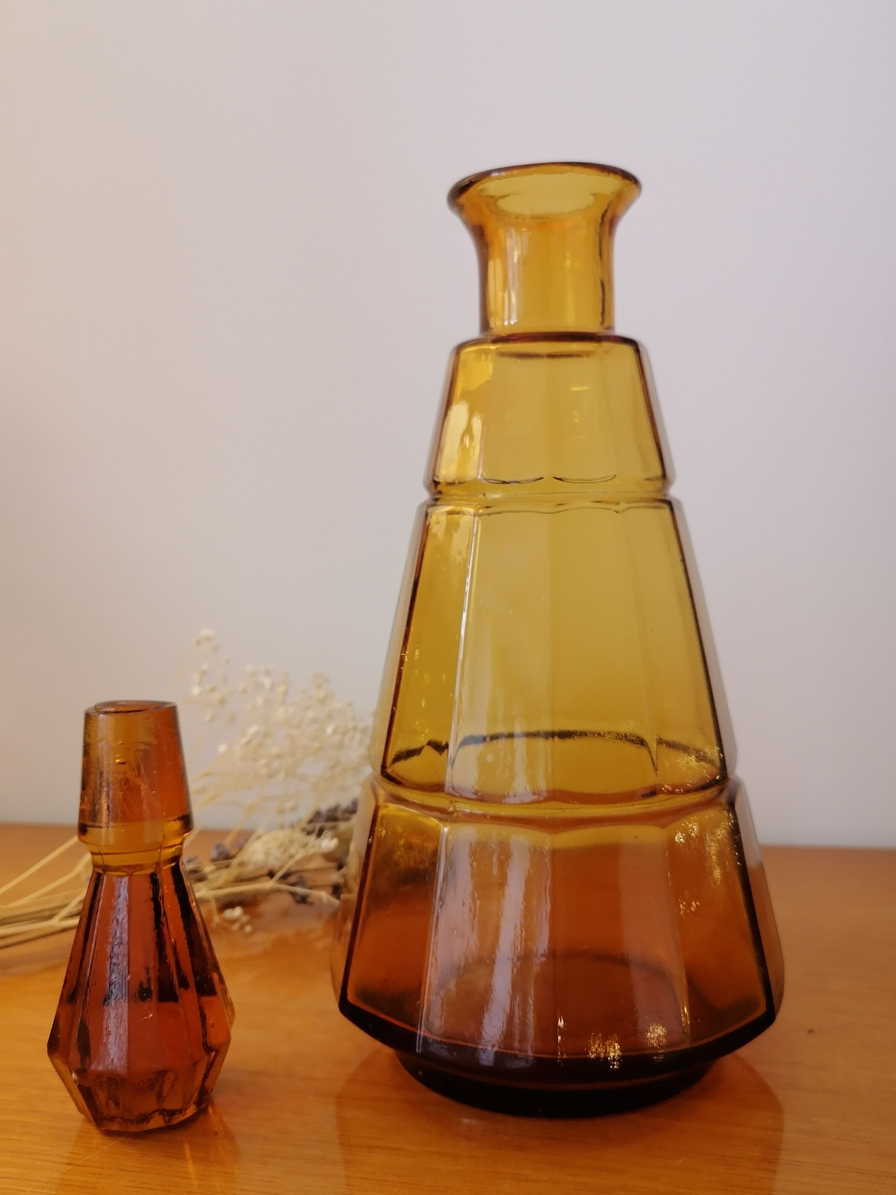 Art Deco amber glass decanter