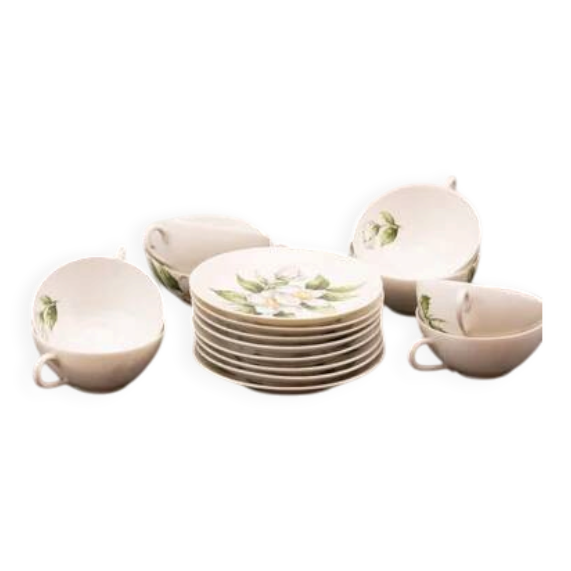 Service for 8 cups and saucers, rose hip porcelain from Paris, 1773 - 1970s.