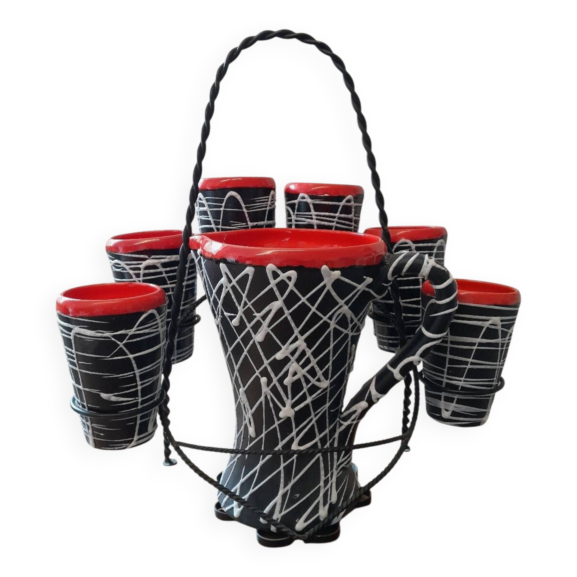 Exceptional set of orangeade from Vallauris, vintage 1950-60.