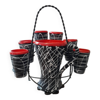 Exceptional set of orangeade from Vallauris, vintage 1950-60.