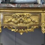 Louis XVI Console in Gilded Wood, Grey Ardennes Marble, 18th Century