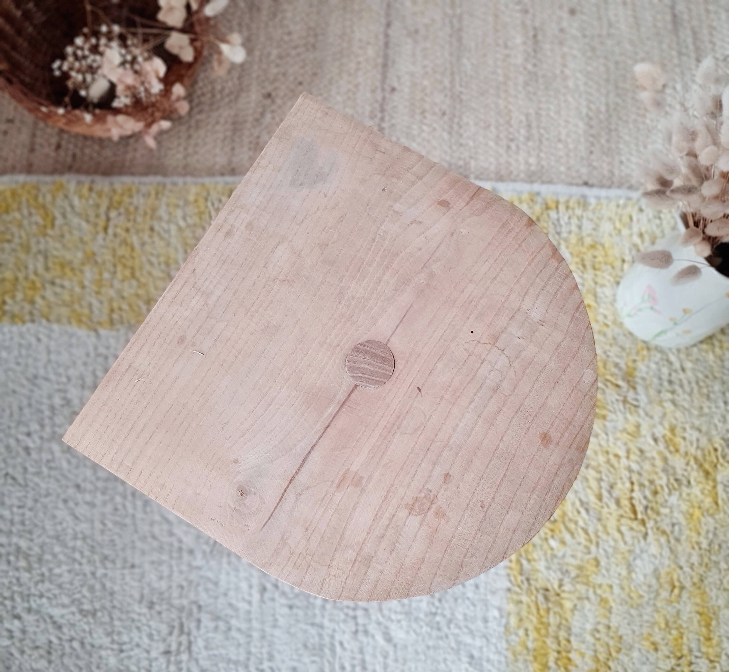 Brutalist side table in raw wood