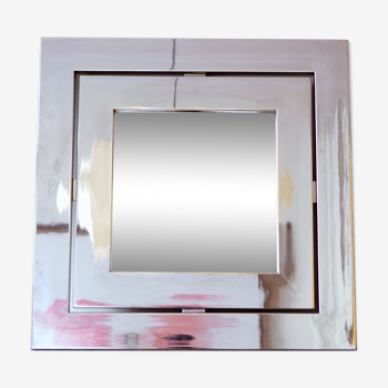 Square mirror in chromed steel, Italy 1960