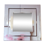 Miroir carré en acier chromé , 1960 Italie