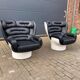 2x Joe Colombo Elda LONGHI Chair Black leather, White fiberglass
