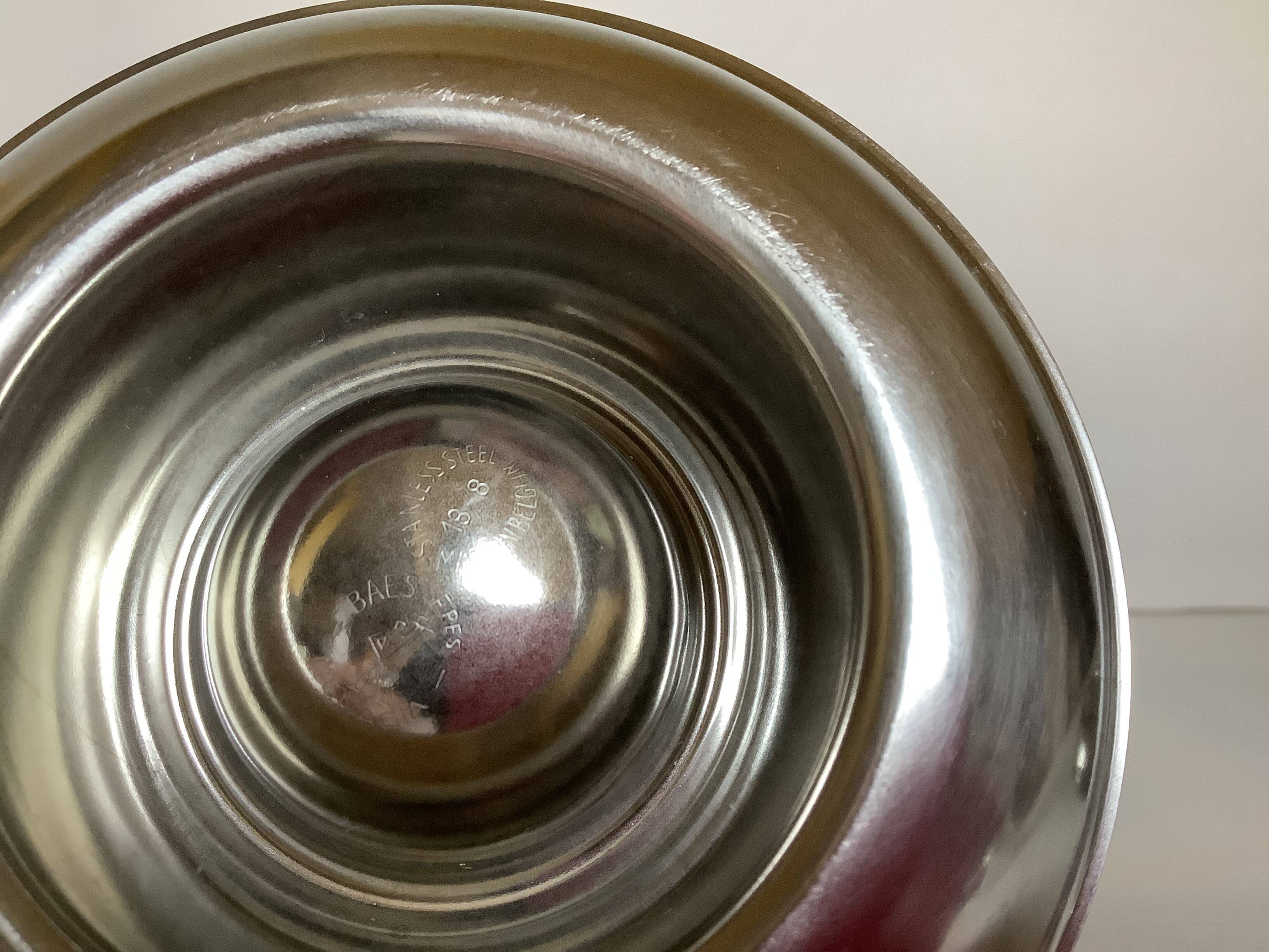 Four Belgium H stainless steel egg cups