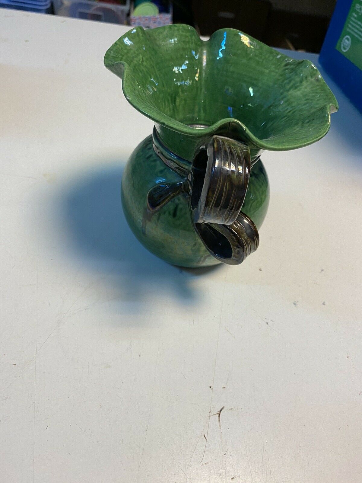 Cerenne Vallauris green pitcher vase