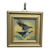 Mid-Century Oil on Panel – “Birds” by Unknown, Vintage & Framed 11 × 11 cm