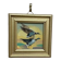 Mid-Century Oil on Panel – “Birds” by Unknown, Vintage & Framed 11 × 11 cm