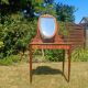 Art Deco oak dressing table, marble top and swivel mirror.