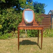 Coiffeuse Art déco en chêne, plateau en marbre  et miroir pivotant
