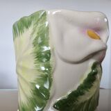 Ceramic vase, floral pattern, numbered and signed 70s 80s
