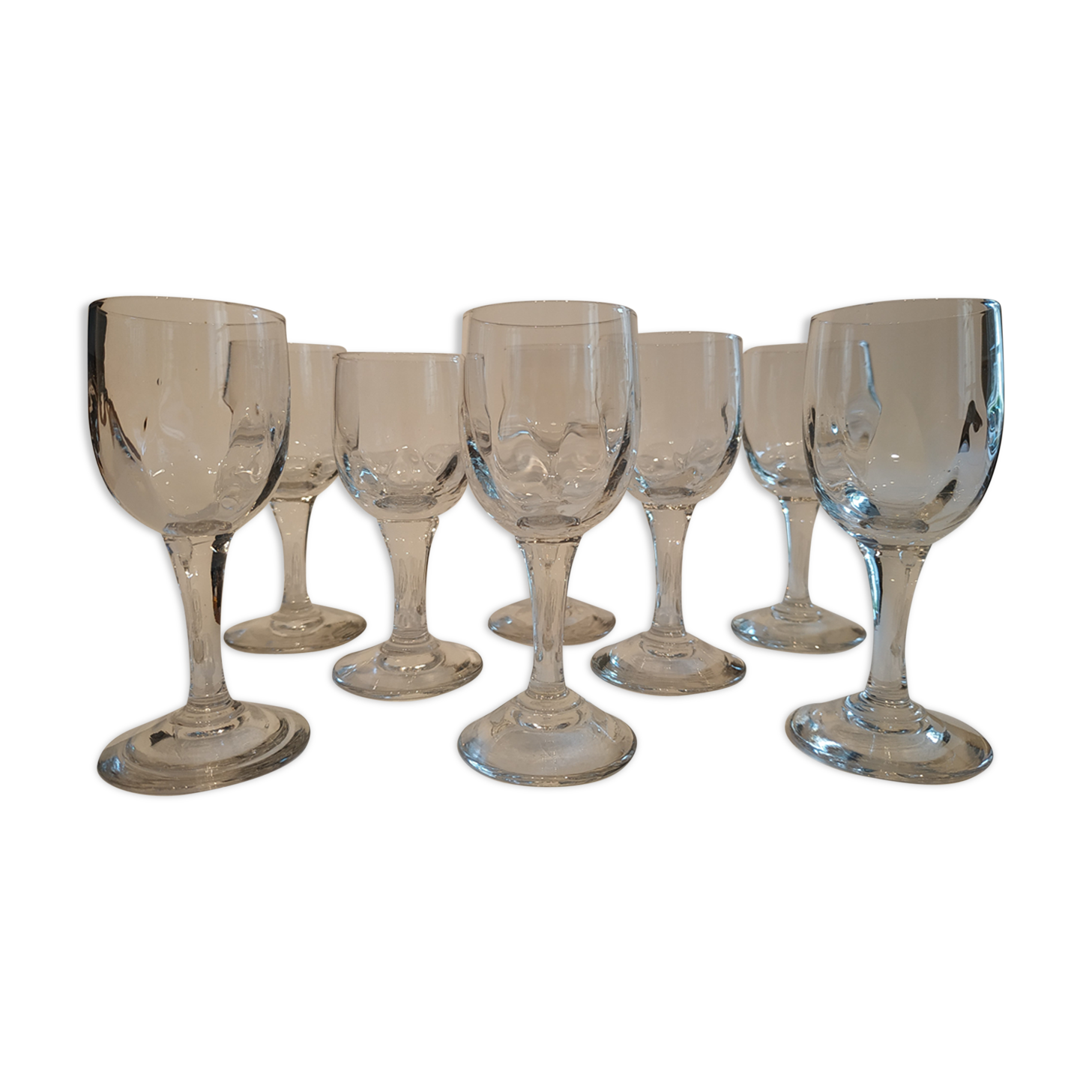 Lot of 8 glasses of bistro blown by hand in the late 1940