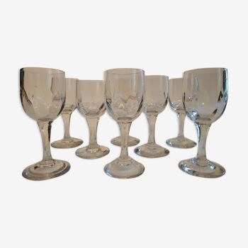 Lot of 8 glasses of bistro blown by hand in the late 1940