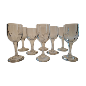 Lot de 8 verres de bistrot soufflés à la main des années 1940