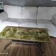 Vintage coffee table 70s chrome base and top resin effect marble green water