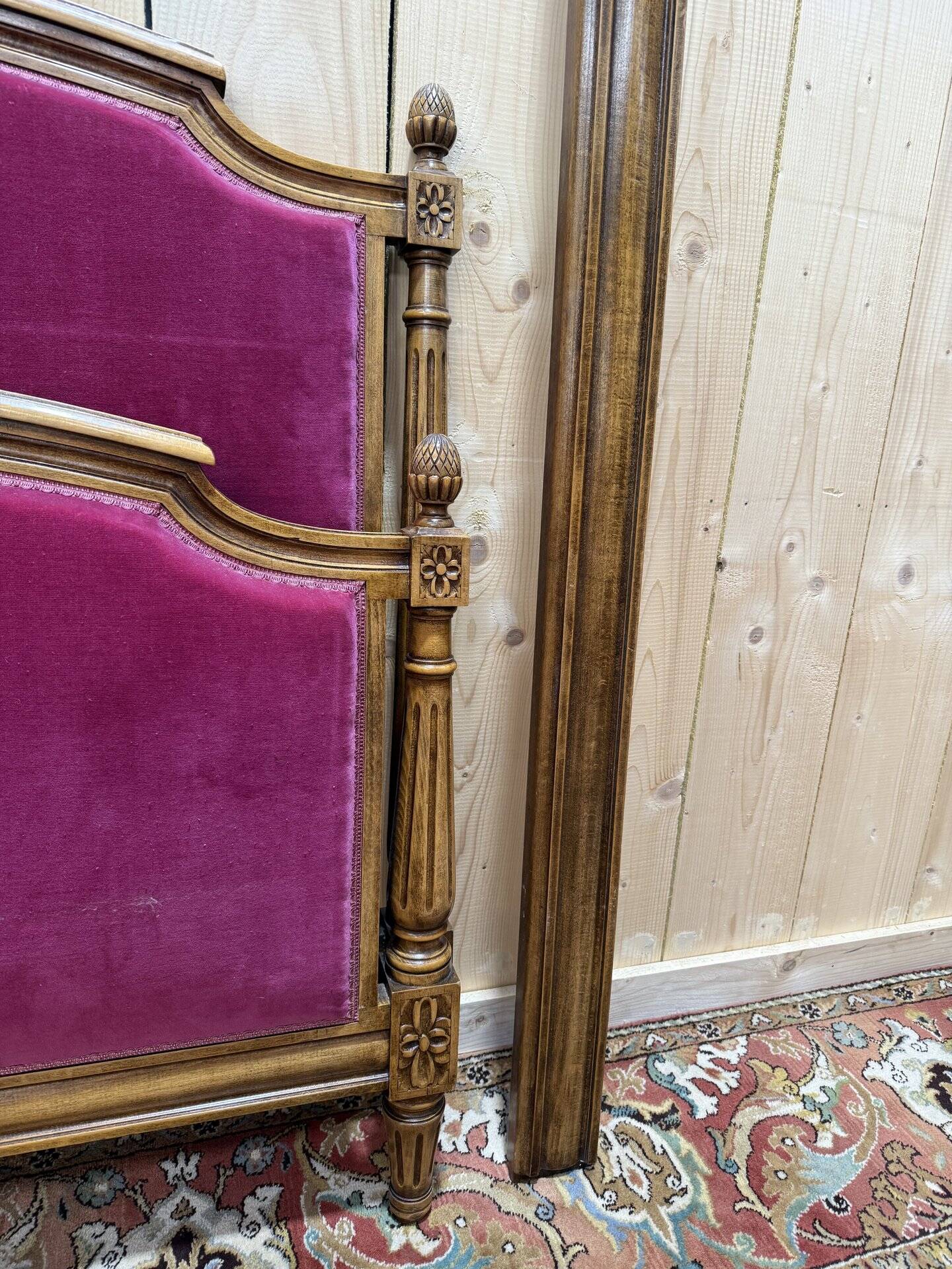 Louis XVI style velvet upholstered bed