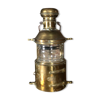 Roux Guichard old yellow copper marine lamp