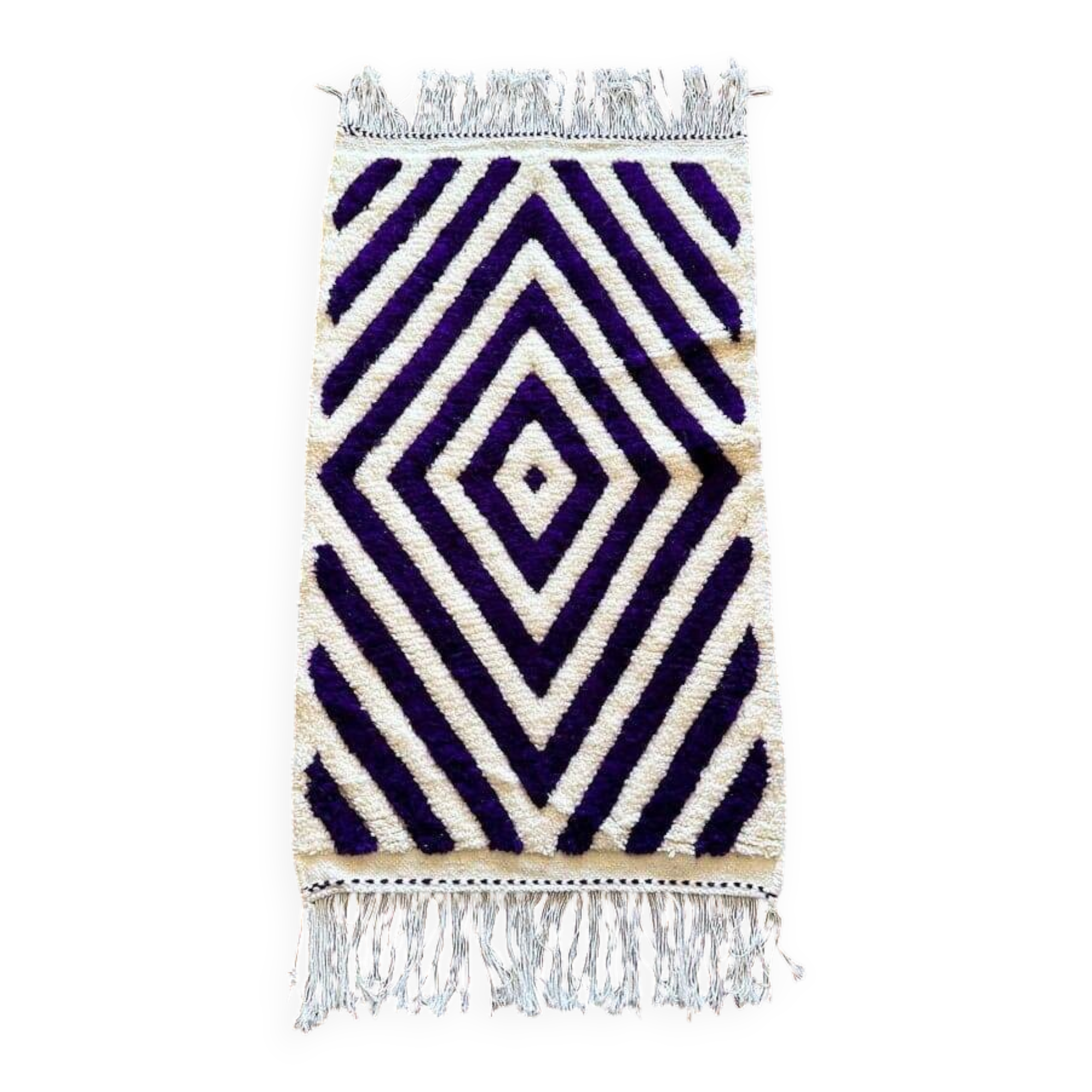 Handmade wool rug from Moroccan Atlas, size 140 x 260 cm.