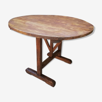 Table de vendangeur en bois ronde et amovible